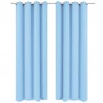vidaXL Draperii opace cu ocheți metalici, 2 buc, 135 x 175 cm, turcoaz