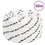 vidaXL Frânghie de lucru, alb, 18 mm, 50 m, poliester