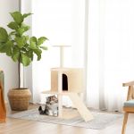vidaXL Ansamblu de pisici cu stâlpi din funie de sisal, crem, 109 cm