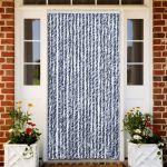 vidaXL Perdea de insecte, albastru, alb, argintiu, 90x220 cm, Chenille