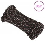 vidaXL Frânghie de barcă, negru, 3 mm, 50 m, polipropilenă