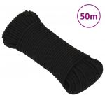 vidaXL Frânghie de lucru, negru, 3 mm, 50 m, poliester