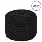 vidaXL Frânghie de lucru, negru, 12 mm, 25 m, poliester