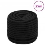 vidaXL Frânghie de lucru, negru, 16 mm, 25 m, poliester