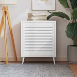 vidaXL Ușă de dulap design lambriu, alb, 61,5x59,4 cm, lemn masiv pin