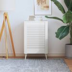 vidaXL Ușă de dulap design lambriu, alb, 69x49,4 cm, lemn masiv pin