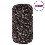 vidaXL Frânghie de barcă, negru, 2 mm, 100 m, polipropilenă