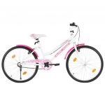 vidaXL Bicicletă pentru copii, roz și alb, 24 inci
