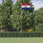 vidaXL Steag Croația și stâlp din aluminiu, 6,23 m