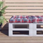 vidaXL Perne de paleți, roșu carouri, material textil