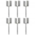 vidaXL Ancore de gard, 6 buc., argintiu, 7x6x30 cm, oțel galvanizat