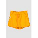 Pantaloni scurti de bumbac cu talie inalta si buzunare oblice