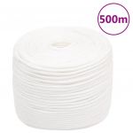 vidaXL Frânghie de barcă, alb complet, 10 mm, 500 m, polipropilenă
