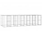 vidaXL Padoc câini de exterior cu acoperiș, 14,52 m², oțel galvanizat