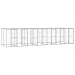 vidaXL Padoc câini de exterior cu acoperiș, 16,94 m², oțel galvanizat
