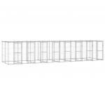 vidaXL Padoc câini de exterior cu acoperiș, 19,36 m², oțel galvanizat