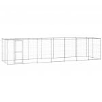 vidaXL Padoc câini de exterior cu acoperiș, 16,94 m², oțel galvanizat