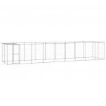 vidaXL Padoc câini de exterior cu acoperiș, 21,78 m², oțel galvanizat