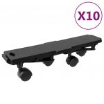vidaXL Cărucioare transport 4 roți 10 buc, negru 170 kg, polipropilenă