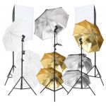 vidaXL Kit de studio foto cu set de lumini și softbox-uri, 9 piese