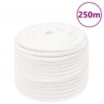 vidaXL Frânghie de barcă, alb complet, 14 mm, 250 m, polipropilenă