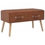 vidaXL Bancă cu sertare, maro, 80 cm, piele ecologică
