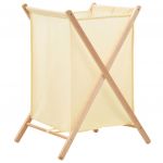 vidaXL Coș de rufe, bej, lemn cedru și material textil, 42x41x64 cm