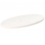 vidaXL Blat de masă, alb, 60x30x2,5 cm, lemn masiv de pin, oval