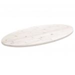 vidaXL Blat de masă, alb, 90x45x2,5 cm, lemn masiv de pin, oval