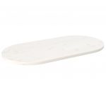 vidaXL Blat de masă, alb, 90x45x2,5 cm, lemn masiv de pin, oval