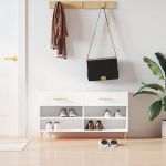 vidaXL Bancă de pantofi, alb, 102x35x55 cm, lemn prelucrat