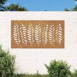 vidaXL Decorație perete de grădină 105x55 cm design frunze oțel Corten