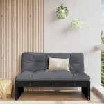 vidaXL Canapea de mijloc, 120x80 cm, negru, lemn masiv de pin