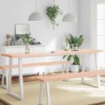 vidaXL Blat masă 220x40x(2-6) cm lemn stejar netratat contur organic
