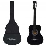 vidaXL Chitară clasică pentru începători, cu husă, negru, 3/4 36"