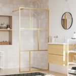 vidaXL Paravan de duș walk-in auriu 115x195 cm sticlă ESG transparentă