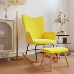 vidaXL Scaun balansoar cu taburet, galben muștar, textil