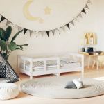 vidaXL Cadru de pat pentru copii, alb, 70x140 cm, lemn masiv de pin