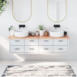 vidaXL Blat de baie, maro deschis, 180x30x(2-4) cm, lemn masiv tratat