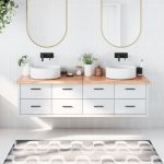 vidaXL Blat de baie, maro deschis, 180x50x(2-4) cm, lemn masiv tratat
