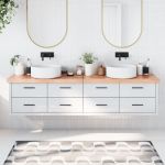 vidaXL Blat de baie, maro deschis, 200x30x(2-6) cm, lemn masiv tratat