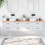 vidaXL Blat de baie, maro deschis, 220x30x(2-4) cm, lemn masiv tratat