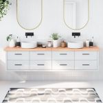 vidaXL Blat de baie, maro deschis, 220x30x(2-6) cm, lemn masiv tratat