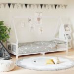 vidaXL Cadru de pat pentru copii, alb, 80x200 cm, lemn masiv de pin