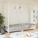 vidaXL Cadru de pat pentru copii, alb, 80x200 cm, lemn masiv de pin