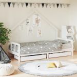 vidaXL Cadru de pat pentru copii, alb, 90x190 cm, lemn masiv de pin