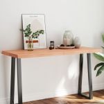 vidaXL Blat masă, 140x60x(2-6) cm, maro, lemn tratat contur organic