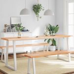 vidaXL Blat masă, 220x40x(2-4) cm, maro, lemn tratat contur organic