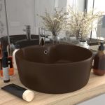 vidaXL Chiuvetă de lux cu preaplin, maro închis mat, 36x13cm, ceramică