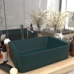 vidaXL Chiuvetă de baie lux, verde închis mat, 41x30x12 cm, ceramică